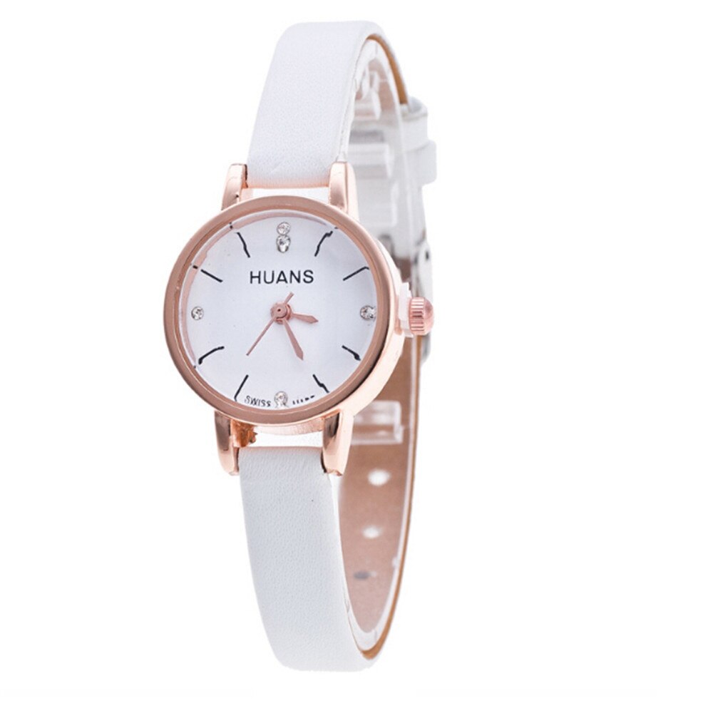 Trend Eenvoudige All-Wedstrijd Dames Horloge Legering Gesp Lederen Quartz Horloges Womens Kleine Verse Stijl Polshorloge Horloges Vrouwen: White