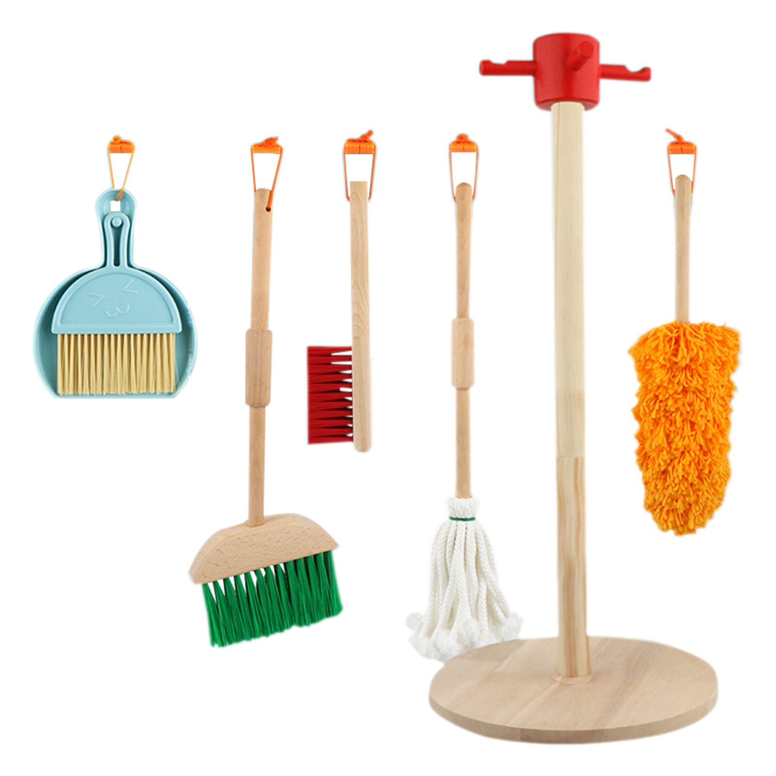 Kit de nettoyage de maison en bois, balai serpillière, combinaison de jouets de nettoyage pour enfants de 3 à 6 ans
