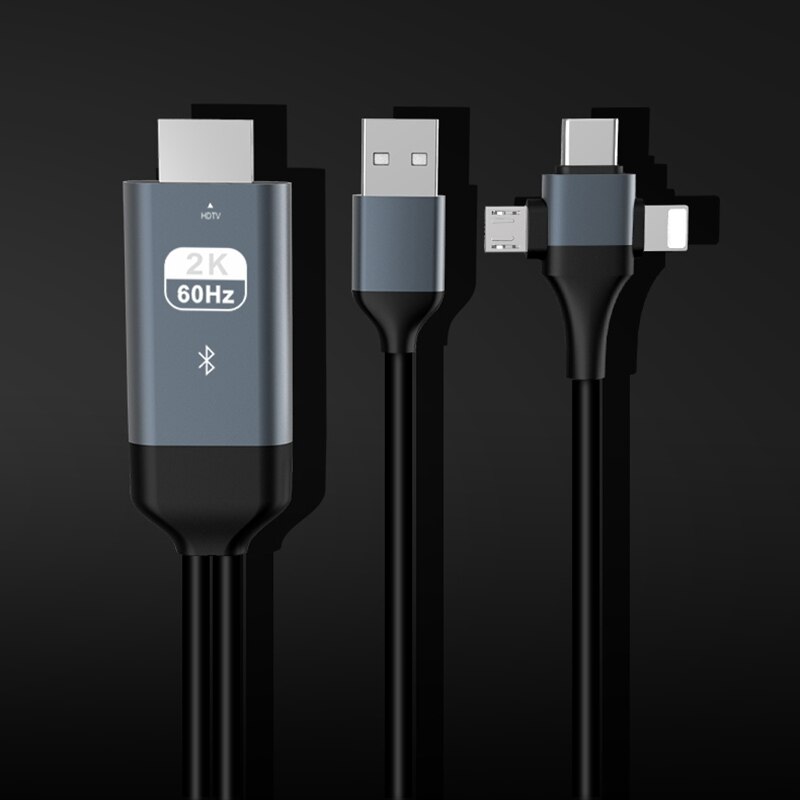 3-In-1 Audio Video Kabel Micro-Usb Type-C 8Pin Naar Hdmi Kabel Telefoon Om hdtv Projectie Adapter Kabel Voor Iphone Android