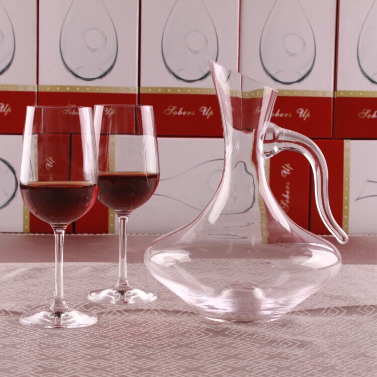 1PC 1600ml Glass Decanter Bevel Spout Wine Decanter Aerator Container Wine Dispenser Carafe with Handle JS 1108