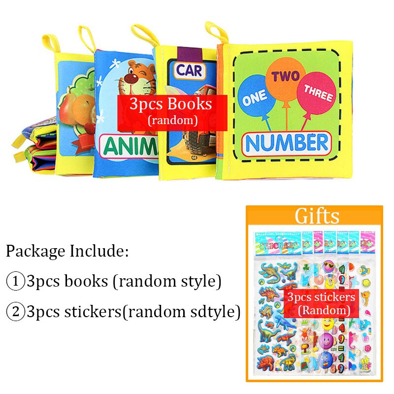 3pz Molle Del bambino Libro di Panno Animale Colori Forma di Apprendimento Precoce Giocattoli Educativi Giocattolo Sviluppo di Intelligenza per 0-12 mesi ZXH: Default Title