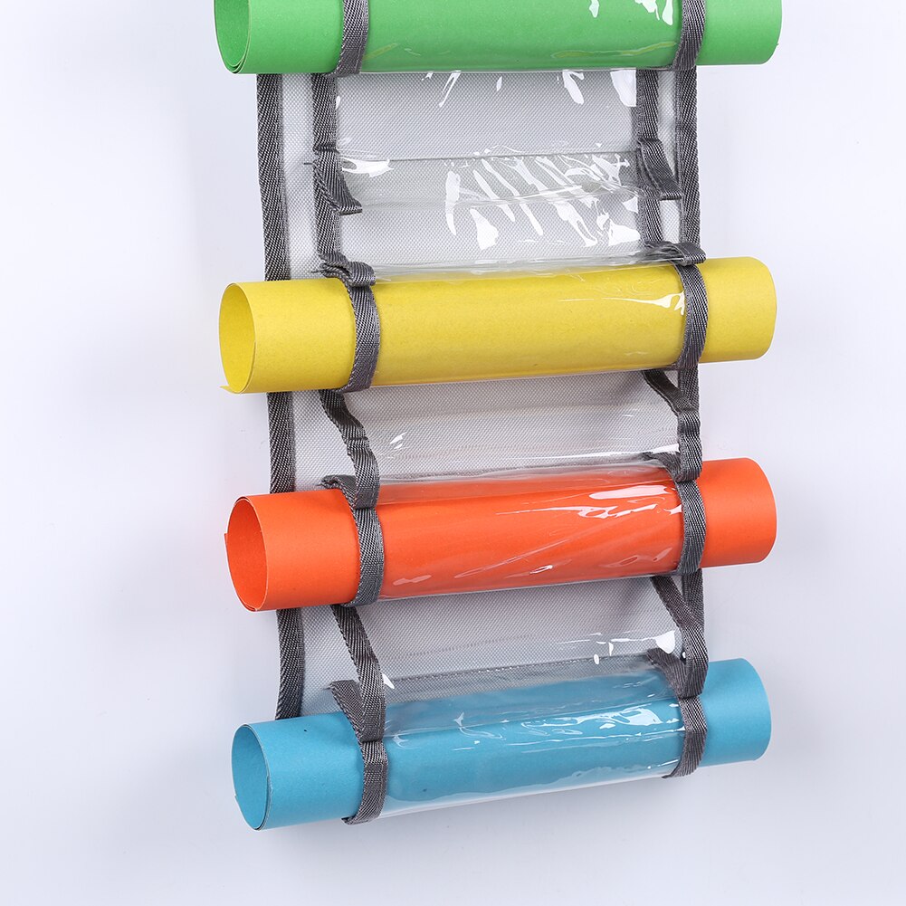 Vinyl Roll Storage Rack Wall Mount 14 Compartments Door Hanging Organizer Compartment Bags Space Saving Home Bracket