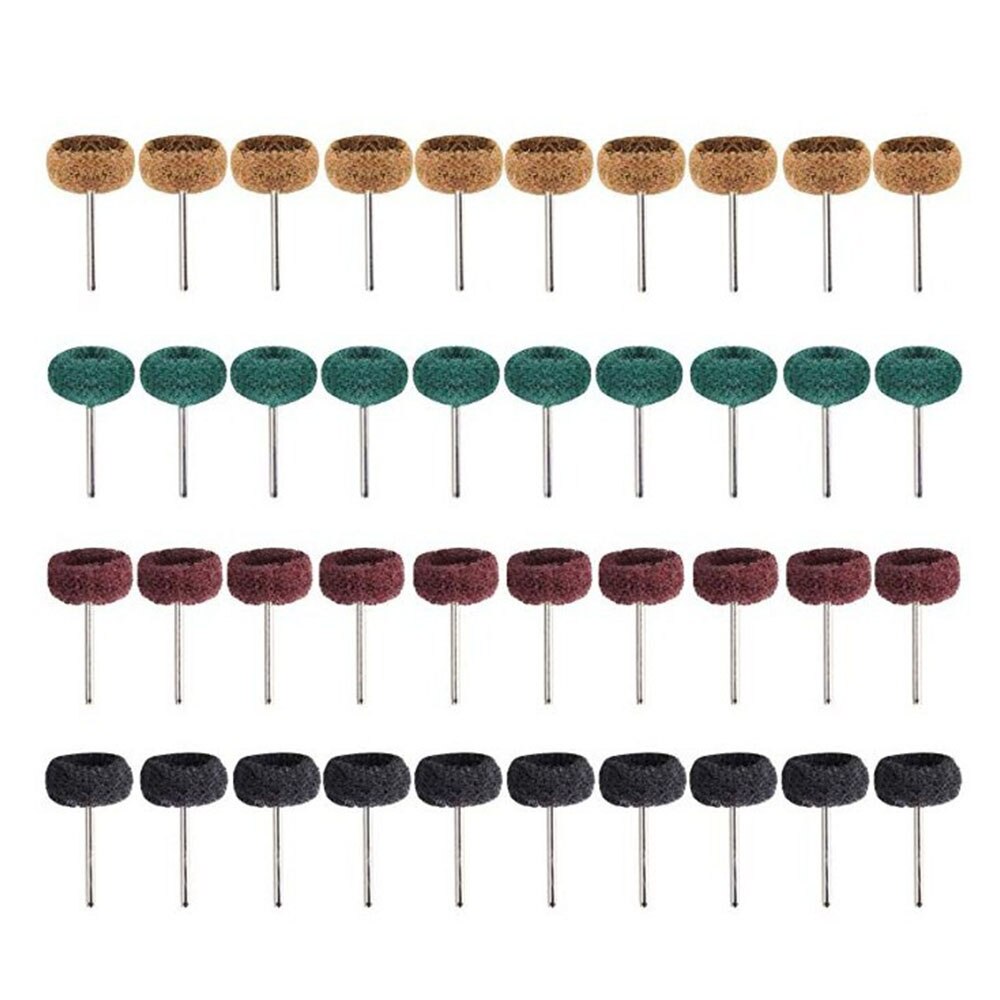 Almohadilla abrasiva para estropajo de fibra de nailon, cabezal de lijado de 1 "y 25mm para Dremel, juego de 40 Uds. De cepillo de cuatro colores, 10 Uds.: 40PCS four color