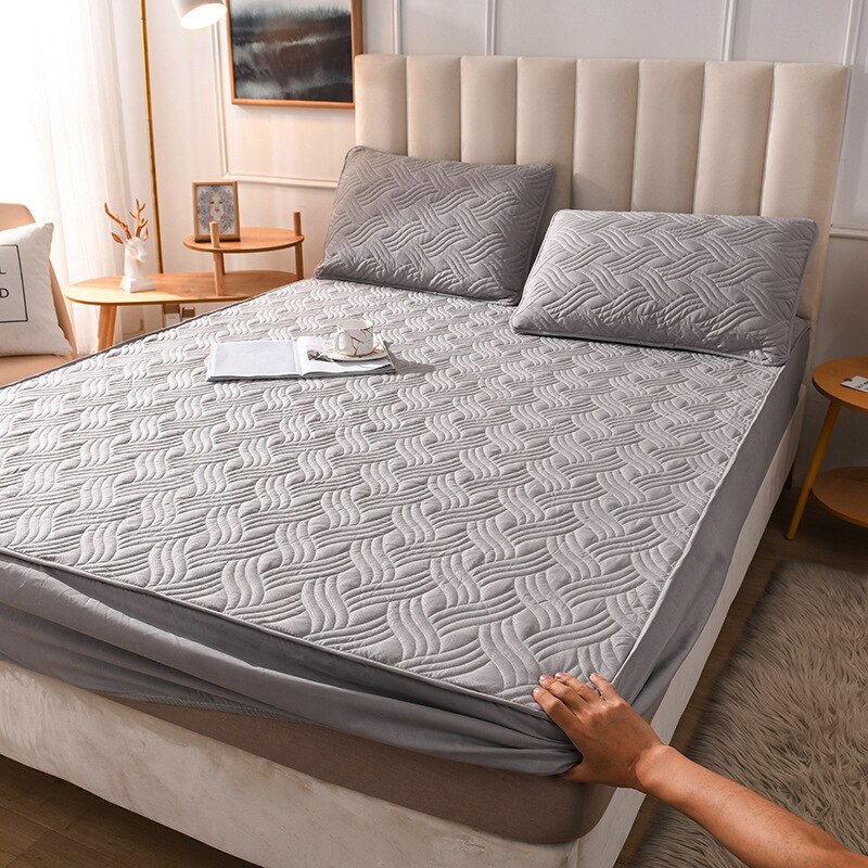 Bomulds-lagen til madrasovertræk beskyttere voksen sengesæt sæt dyb lomme hotel fladt sengetæppe vinter soveværelse leverancer: 180 cm x 200cm