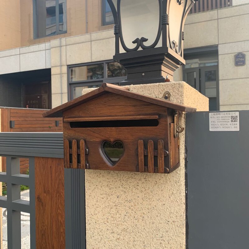 1PC Wooden Mailbox Outdoor Post Box Rainproof Suggestion Box Wall Mounted Letter Box For Home Company Garden Decor