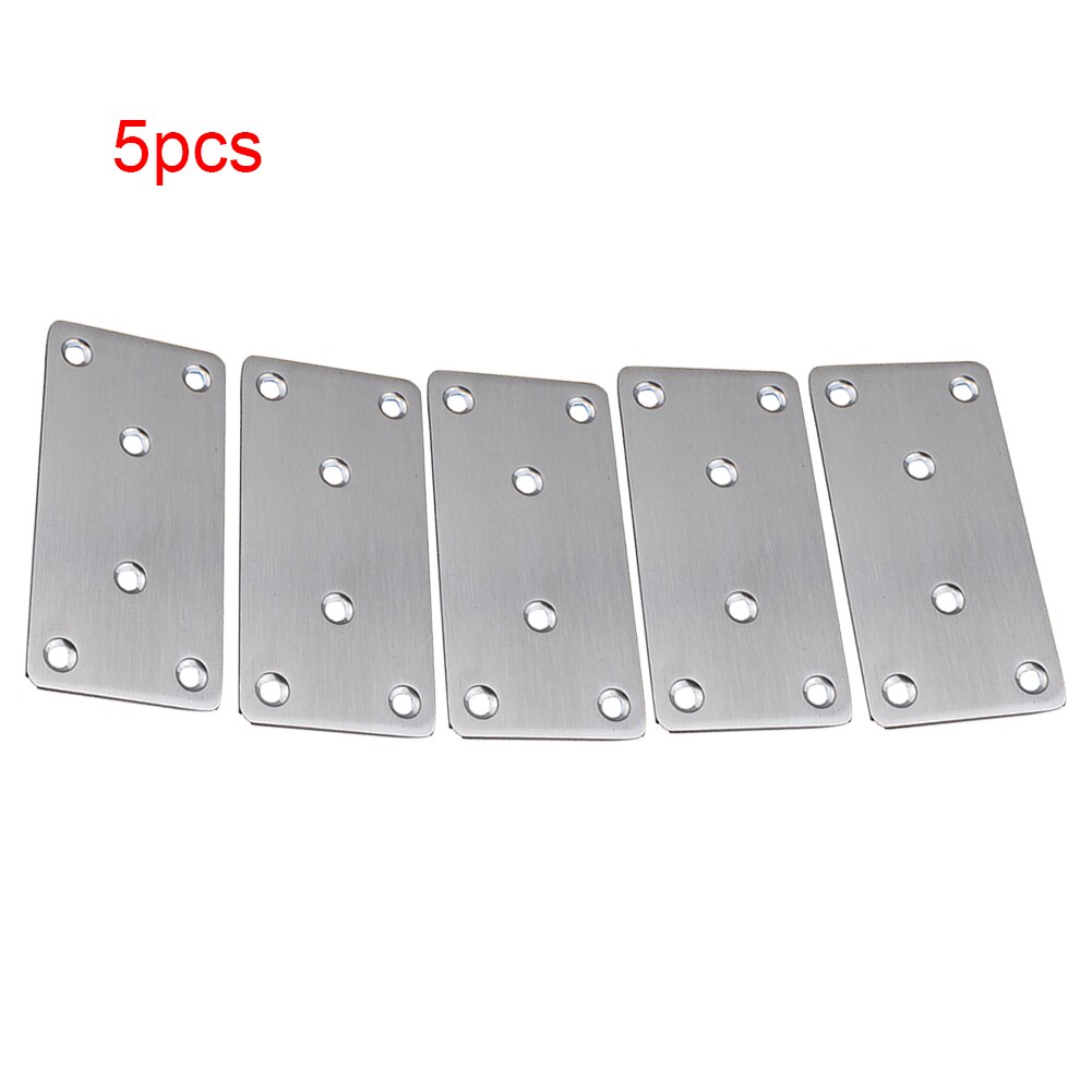 5pcs Stainless Steel Connector Home Straight Brace Thicken Decorative Repair Plates Furniture Hardware Flat Corner Bracket