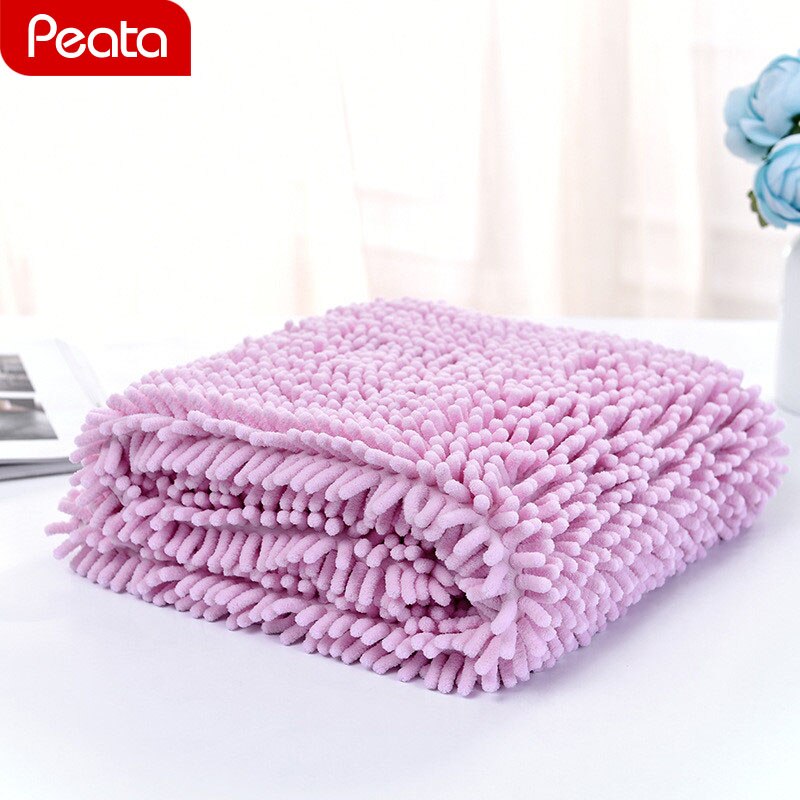Pet secado Toalla de baño para mascotas toalla para perro gato sudaderas con capucha perro Super batas de baño absorbentes limpieza, baño toalla mascota suministros Z: Rosa / S35X60CM