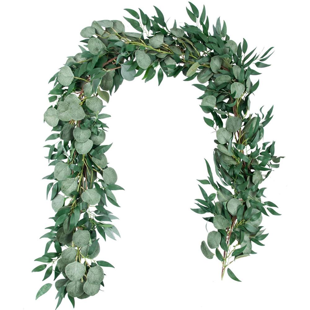 1pcs Artificial Eucalyptus Leaves Garland with Willow Vines Twigs Leaves for Wedding Party Table Runner Greenery Garland Indoor: Yuliu