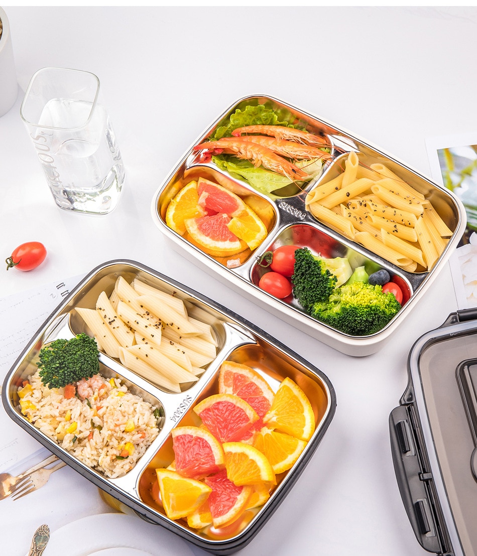Stainless Steel Thermal Lunch Box Containers with Compartments Leakproof Bento Box Food Container Picnic Office School Lunchbox