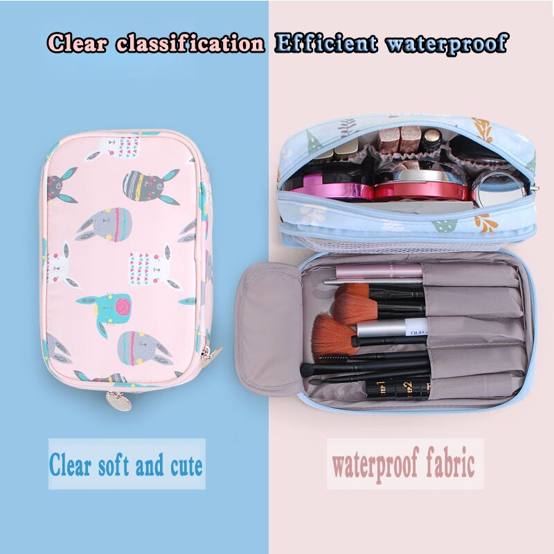 Novo à prova dwaterproof água saco de maquiagem portátil dupla camada de alta capacidade viagem cosméticos organizador sacos de higiene pessoal feminino kit para toalete