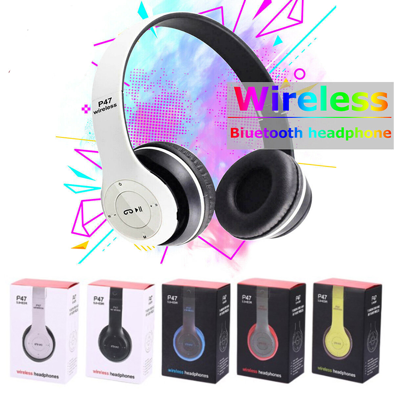 Auriculares inalámbricos P47 5,0 con Bluetooth, serie plegable, estéreo HiFi, bajo, juego deportivo, auriculares con micrófono para juegos de teléfono móvil