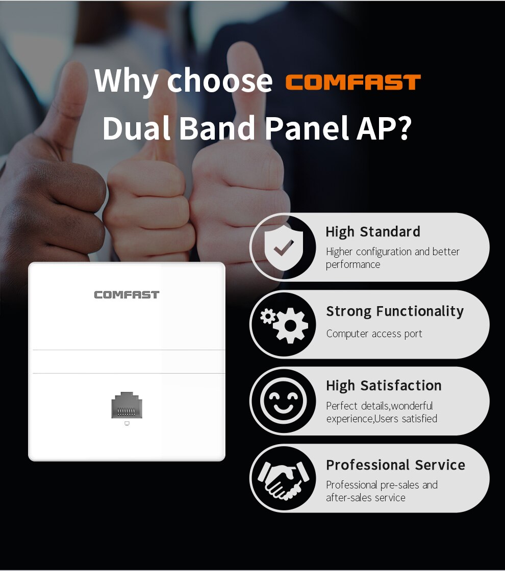Comfast CF-E550AC Drahtlose in-Zauberstab AP 1200Mbps 2,4G &Ampere; 5G Dual Band Ethernet Zugriff Punkt RJ45 schwach LAN Hafen Router für Hotel