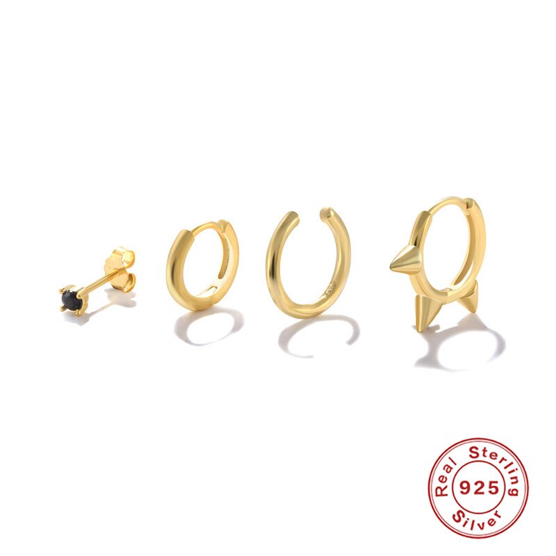 Ohrringe mit türkisfarbenen nieten und blitzmotiven von canner cz für damen, 925 silberne huggies-ohrringe, trend-creolen, schmuck von brincos: 1