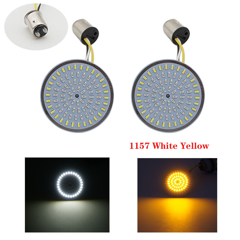1 Paar Motorcycle Led Richtingaanwijzers Kit Voor Harley Road Glide Touring Sportster Met 1156 1157 Base Wit/Amber led Richtingaanwijzer