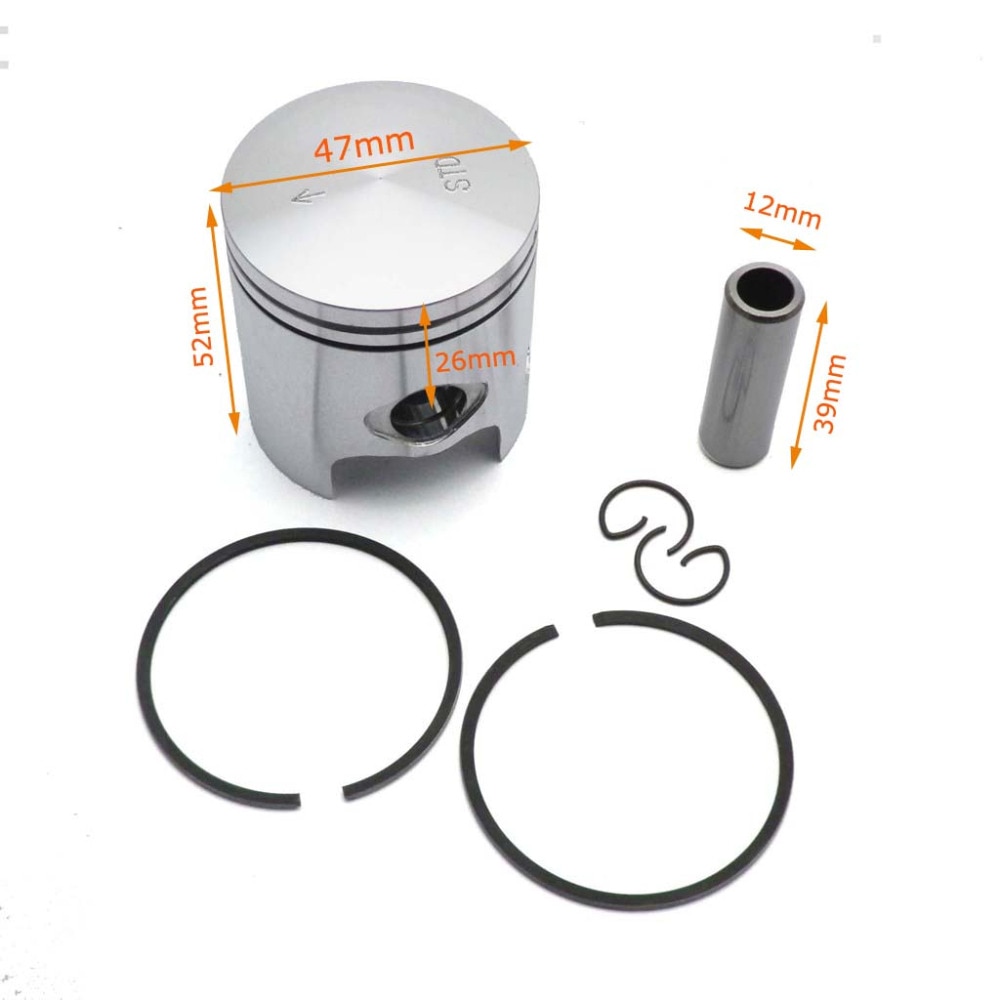 Motorcycle 47mm Piston Kit with Gasket Ring 10mm 12mm Pin For Scooter JOG 50cc 70cc 2 stroke engine yamaha minarelli 1pe40qmb: With 12mm pin