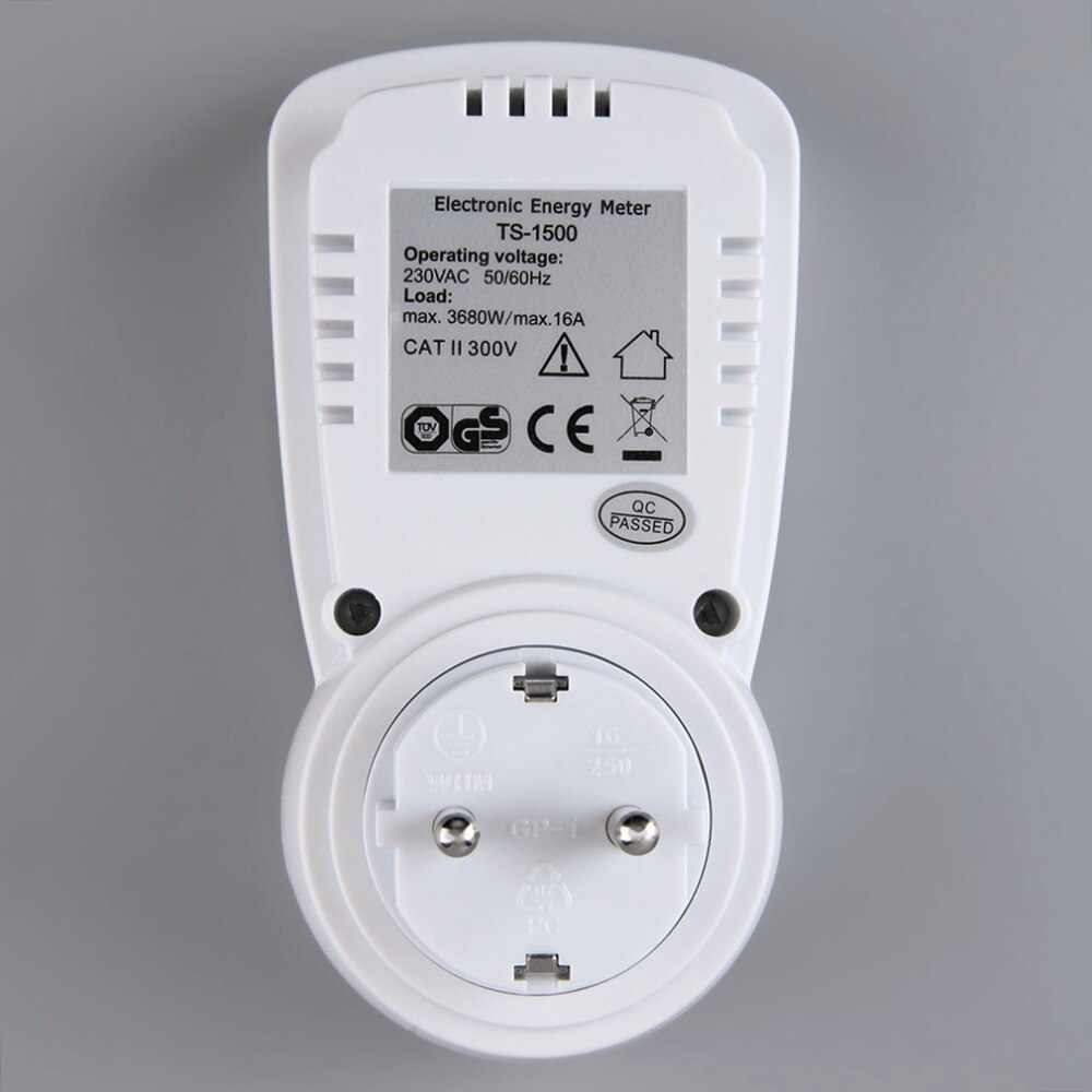TS-1500 Electronic Energy Meter LCD Energy Monitor Plug-in Electricity Meter for EU Plug Monitor Electronic Energy
