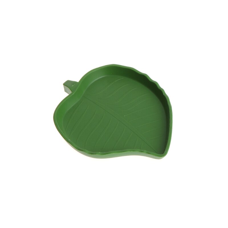 Reptile Water Food Dish Bowl Plastic Gecko Meal Worm Feeder Leaf Shape 2size: S