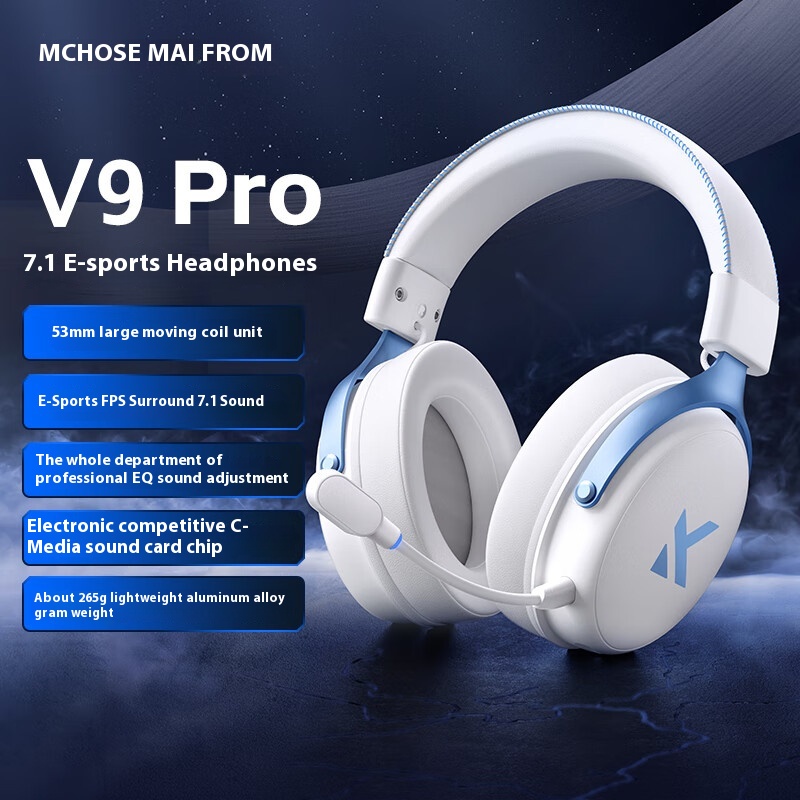 MCHOSE V9 Pro Draadloze Gaming Headset - 7.1 Surround Sound, 250 Uur Batterij, Ruisonderdrukkende Microfoon, Lichtgewicht