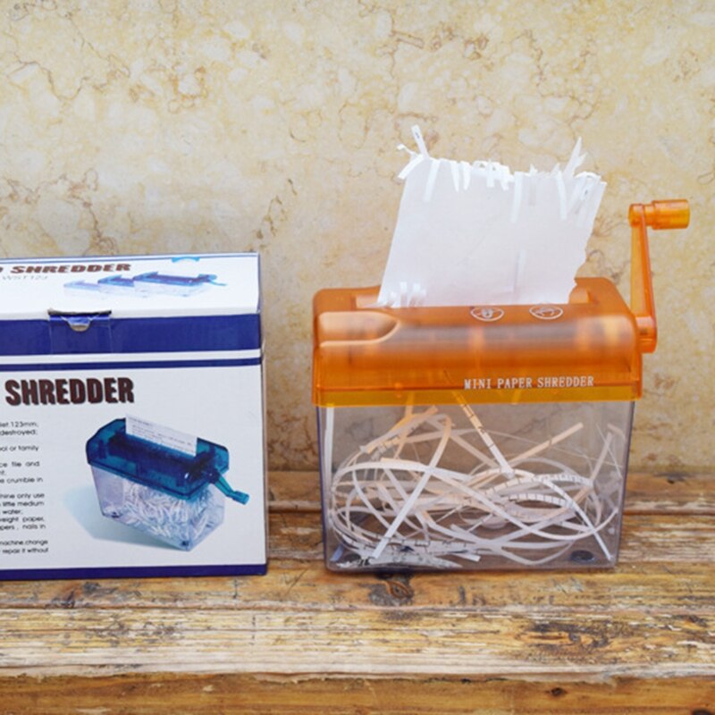 Portable Hand Shredder for A6 Paper Office Documents Bill Ticket Home Wase Invoice Manual Strip-cut Quiet Easy Operate: Orange