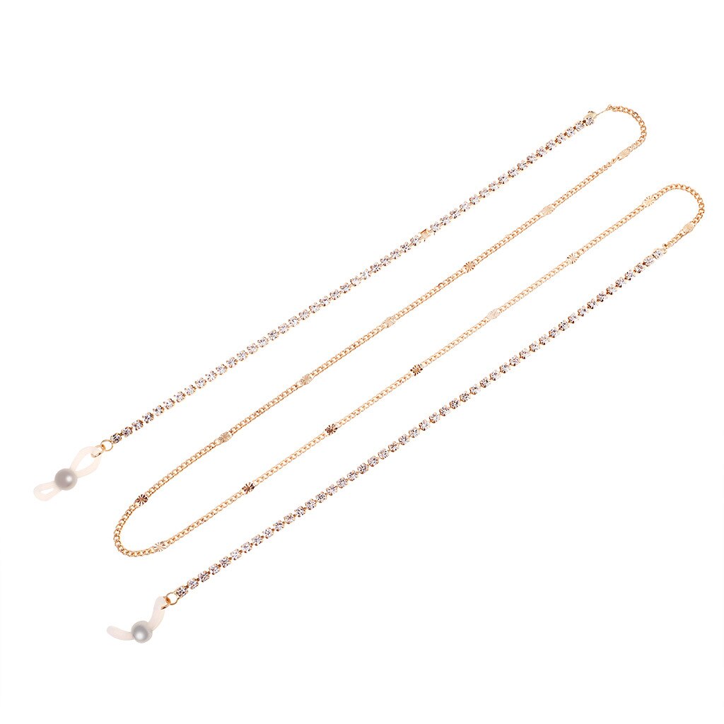 femmes lien chaîne perle perles lunettes chaînes Silicone lunettes cordon cristal lunettes de soleil collier bande accessoires: YellowChain