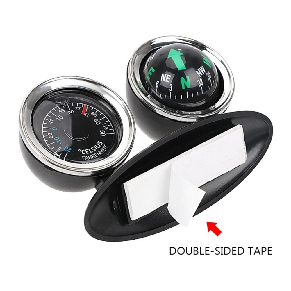 2-in-1 Car Vehicle High Precision Compass Thermometer Guide Ball Interior Decor