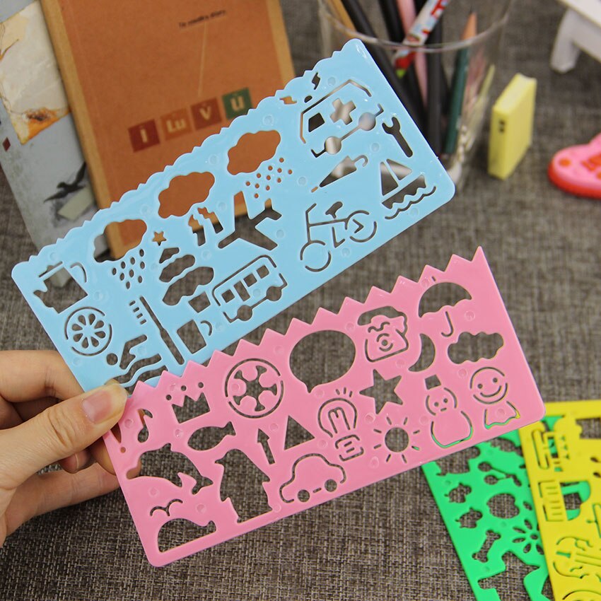 4 PCS Cute Drawing Template Ruler Drafting Tool Stationery For Student Painting Supplies