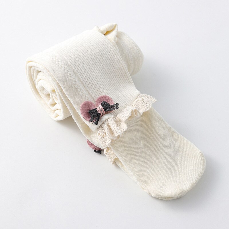 Schattige Baby Meisje Panty Kant Bloem Bows Prinses Meisjes Panty Zachte Katoenen Baby Kinderen Kids Panty Panty Winter Herfst: white / 2-4 Years