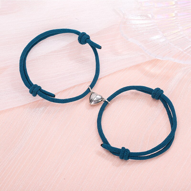 2Pcs/Set Lovers Heart Couple Magnetic Distance Bracelet Minimalist Matching Friendship Bracelet Rope Braided Kit Lover Jewelry: 10