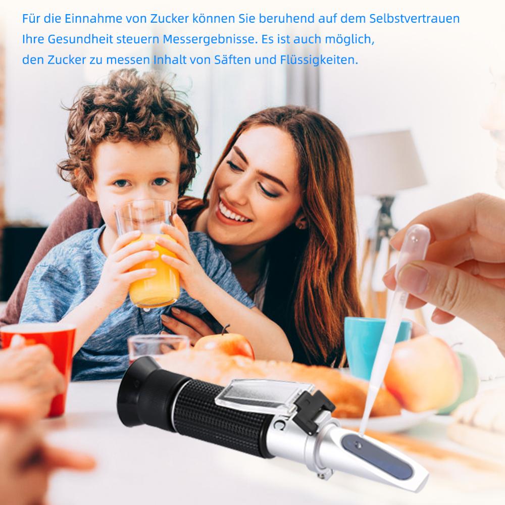Bärbar brix refraktometer 0-90%  handhållen sockerhaltsmätare för fruktjuicesoppa vätskeindexmätinstrument