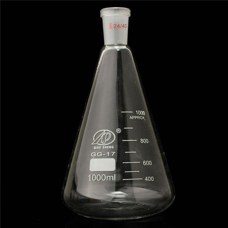 1000ml 24 / 40 verre Erlenmeyer fiole Pro bouteille conique laboratoire chimie verrerie