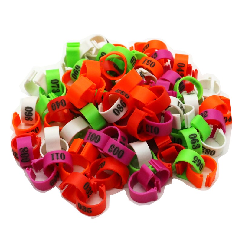 100 stks Binnendiameter 12 MM 14 MM Duif Vogel Plastic Clip Ringen Duif gekleurde voetring Nr.1-100 Gevogelte Beenbanden: L / MULTI