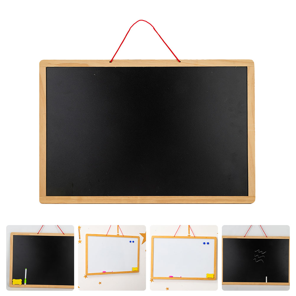Desktop Whiteboard Magnetische Berichtornamenten Dubbelzijdig Houten Koffieshop Krijtbord