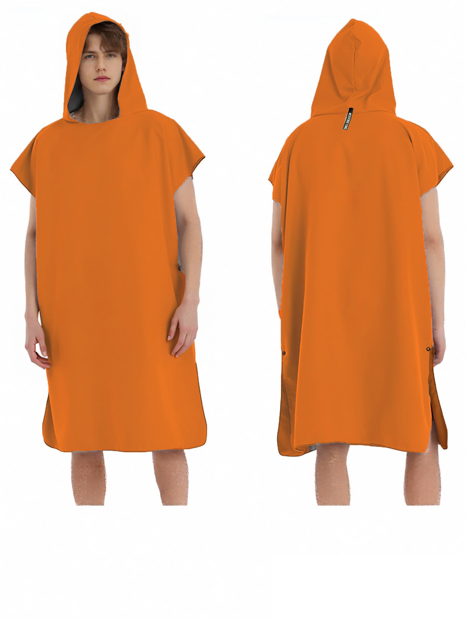 Mikrofaser-Kapuzenhandtuch für Männer und Frauen, Schwimmen, Strand, Reisen, schnell trocknend, Wickelmantel, Umhang, Badetuch, Bademantel, Surfen-Poncho, Sauna, Spielen: Orange
