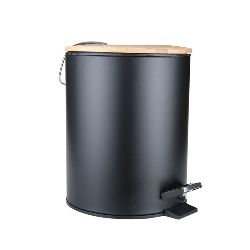Poubelle avec couvercle en bambou, 3l/5l, conteneur à ordures pour cuisine, salle de bains, chambre à coucher, blanc