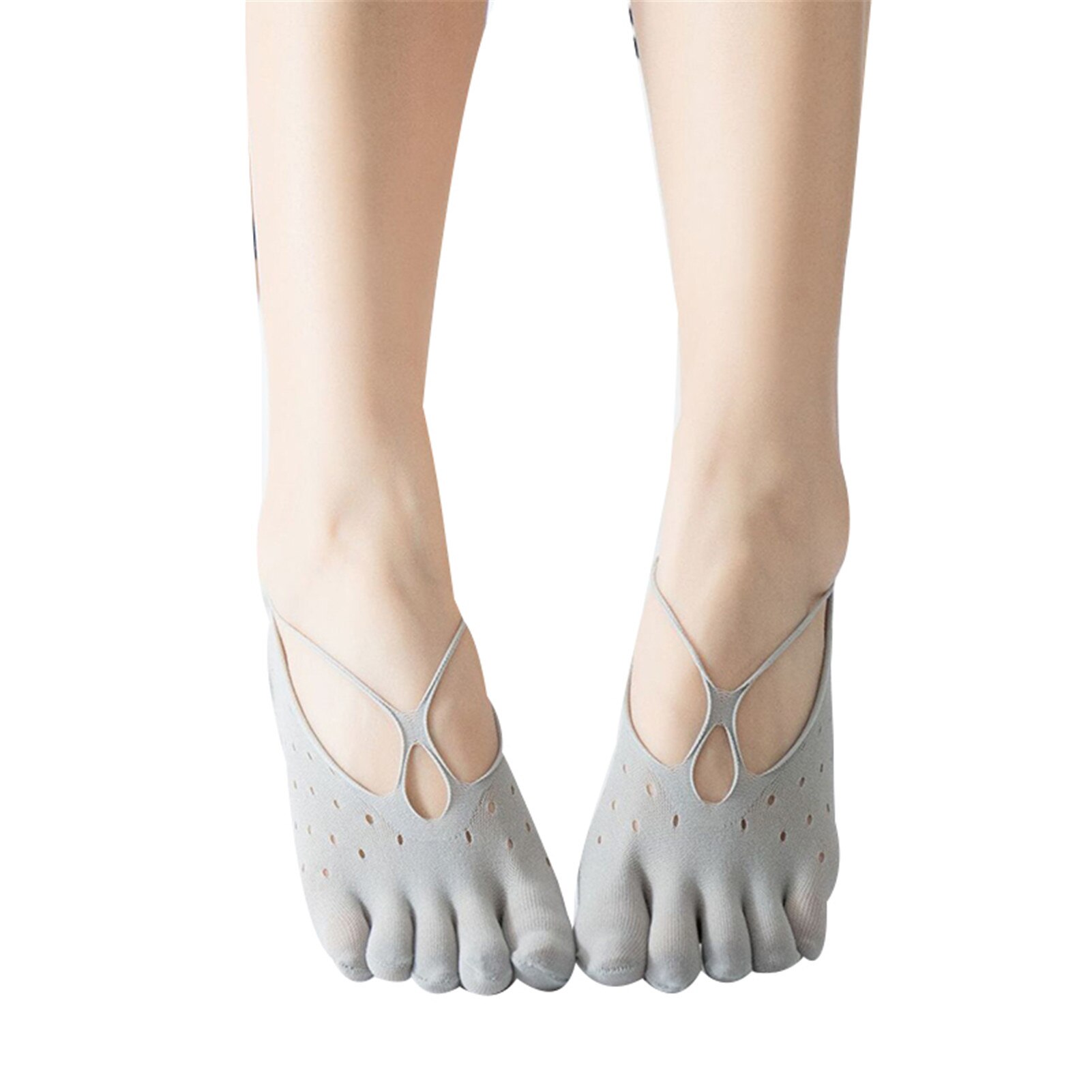 5 Pairs Women Summer Five-finger Socks Cross straps ultrathin sock Toe invisible with silicone anti-skid breathable