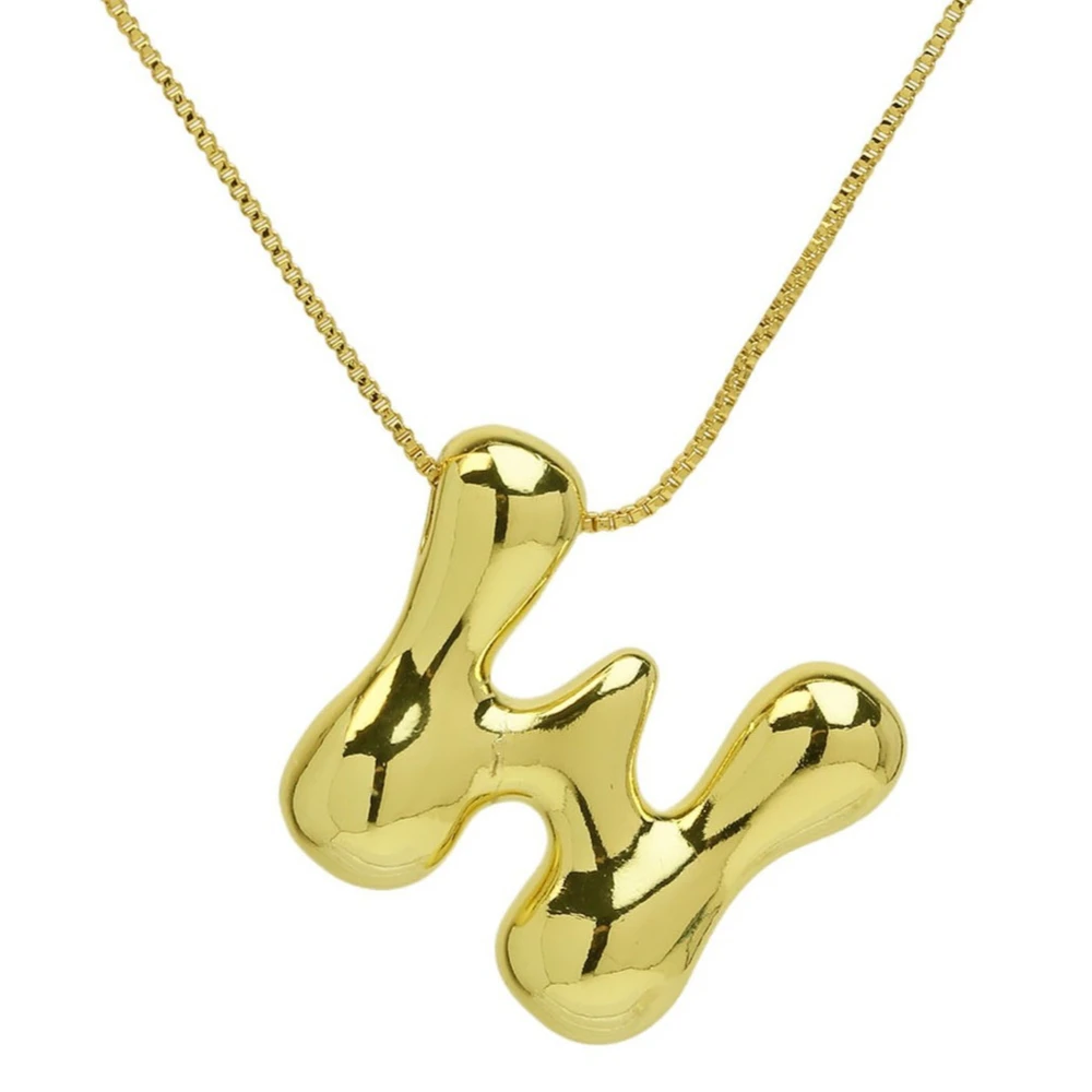 A-Z Balloon Bubble Letter pendant Neckalce for Women 18k Gold Plated Chunky Initial Necklaces Jewelry Birthday