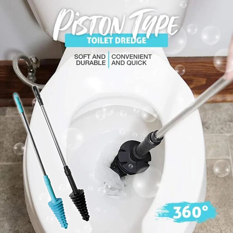 Tuvalet pompası pistonlu tip tuvalet tıkanıklığı sökücü esnek kafa paslanmaz çelik HandleToilet derin su borusu DTT88