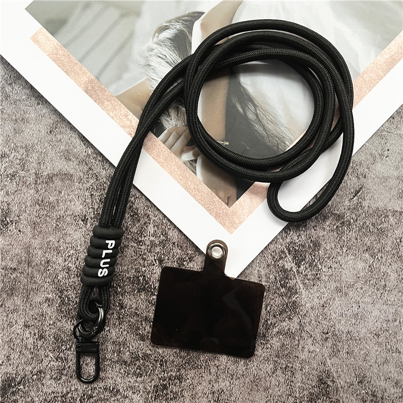 Cordón para teléfono, correa para el cuello, llavero, cordones de Color, soporte para tarjeta de identificación, llavero de Metal, llavero para llaves, actualización de accesorios móviles: Negro de piano