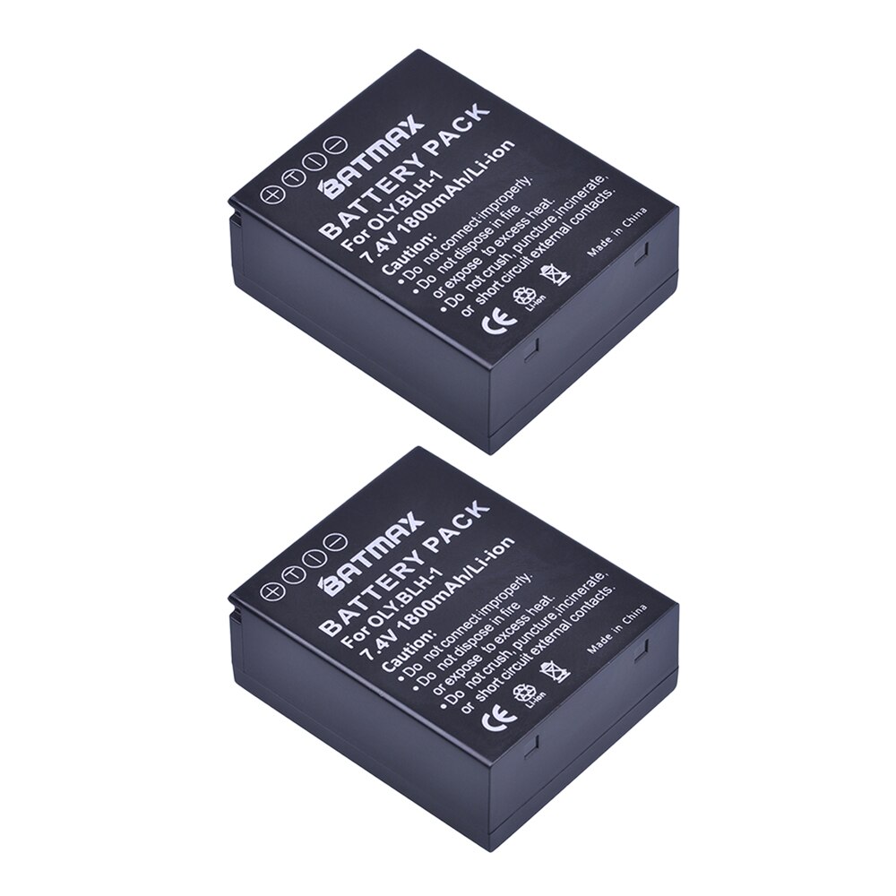 Batmax 2 pièces 1800mAh BLH-1 BLH1 caméra Batteries Accu + LCD double USB chargeur pour Olympus EM1-2 EM1 Mark 2 caméras
