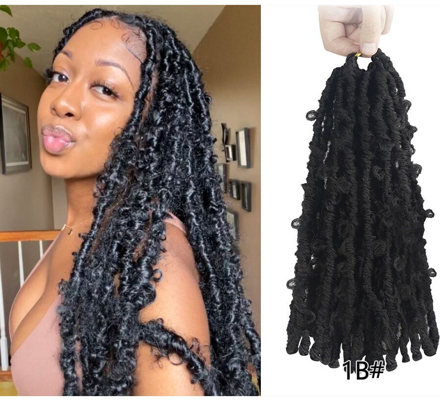 Butterfly Locs Crochet Hair Synthetic Faux Locs Braids Hair Pre Looped Distressed Locs Passion Twist Crochet Braids