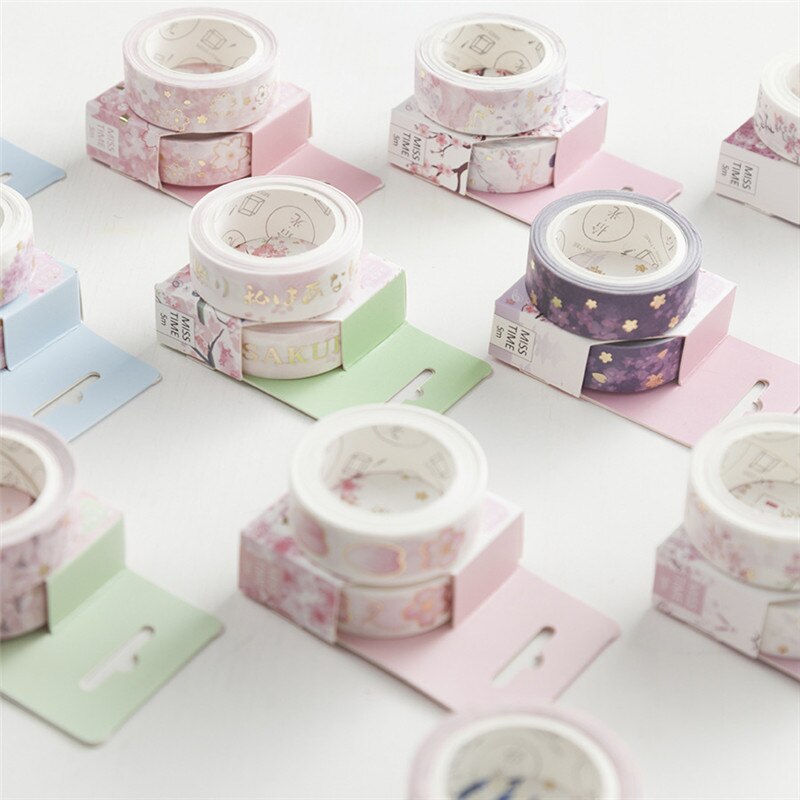 Cinta Washi romántica de estilo japonés, 15mm X 5m, Washi Tape Wave crane Sakura, cinta adhesiva decorativa para álbum de recortes, soporte escolar