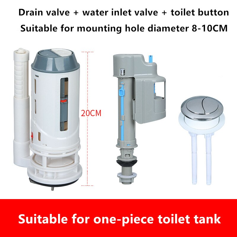 Toilet Drain Valve Suitable For All-in-one Toilet Filling Valve Round Double Push Button Water Tank Fittings Sets,FL21088: 20CM Drain Valve Set
