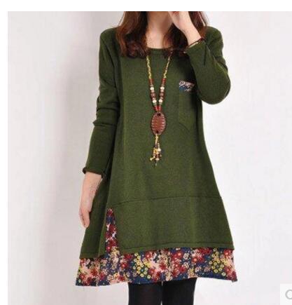 Baumwolle Leinen Mutterschaft Kleider Herbst und frühling Kleidung für Schwangere Frauen lässig Schwangerschaft Kleid Mutterschaft Tragen Mutterschaft-dres: Grün / XXL