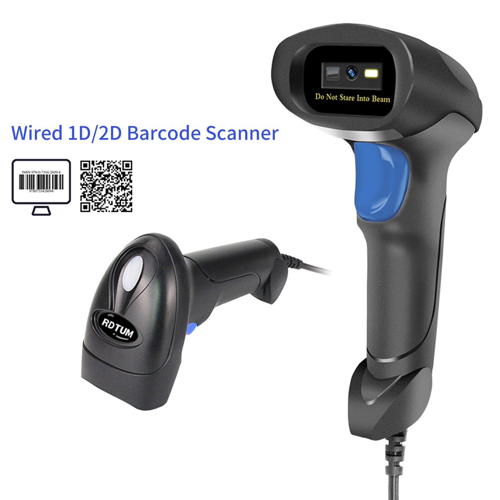 2.4G Wireless 1D 2D Barcode Scanner USB Wired BT Connect Bar Code Reader Handheld Scanner Manual Trigger Scanning for Warehouse: 1D-2D-usb wired