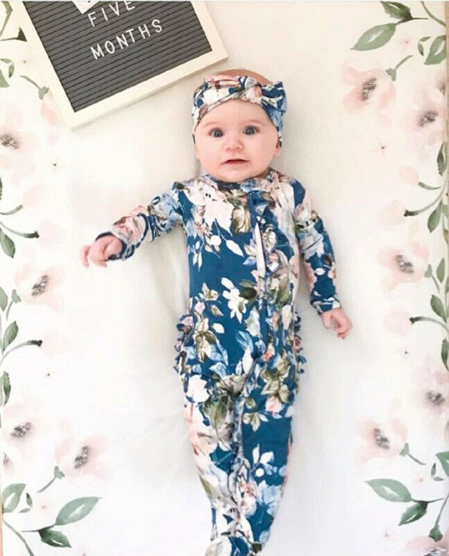 Pasgeboren Baby Baby Meisje Bloemen Dot Kleding Deken Dwarsliggers Romper Jumpsuit Herfst Outfit Set