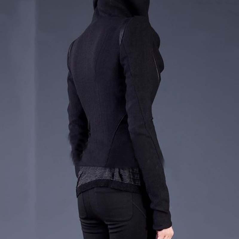 Vrouwen Wol Korte Jassen Jas Overjas Poncho Mode Vrouwen Sjaal Kraag Jas Rits Up Vrouwelijke Lange Mouw Uitloper Jas YF211