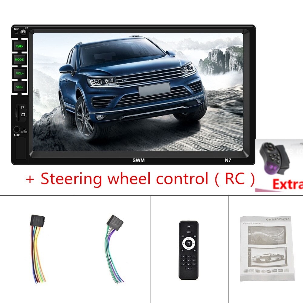 Autoradio 7" Double 2 DIN Head Unit Car Stereo MP5 Player Touch Screen Radio FM/USB/AUX: remote control