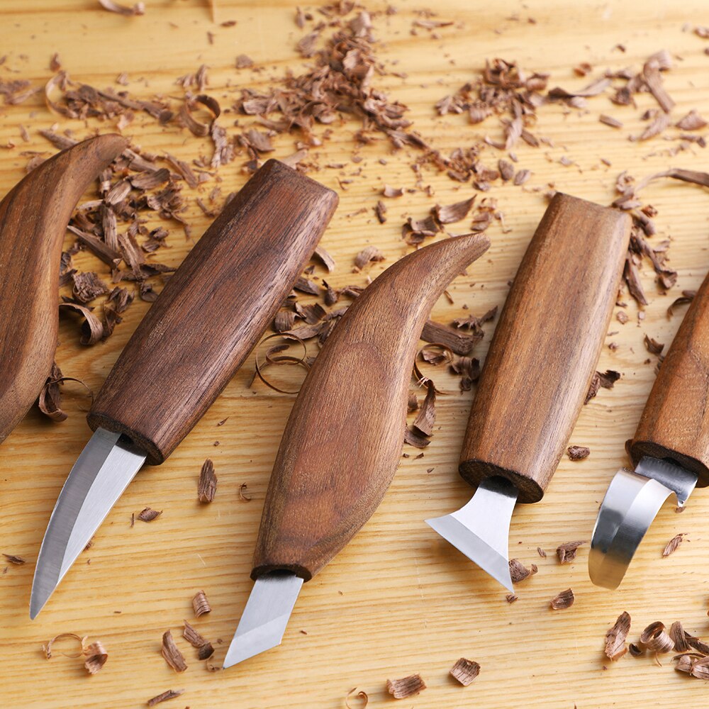 Chisel Woodworking Cutter Hand Tool Set Wood Carving Knife DIY Peeling Woodcarving Sculptural Spoon Carving Cutter Carving Knife