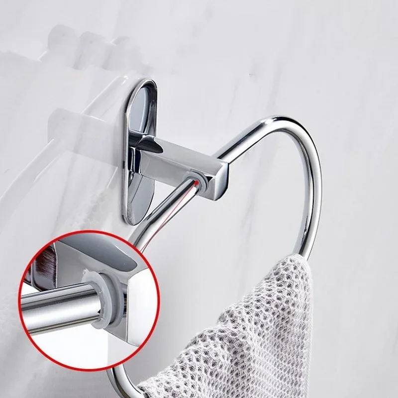 Montado na parede livre perfurador de aço inoxidável suporte anel toalha cabide para banheiro casa acessório hardware decorativo