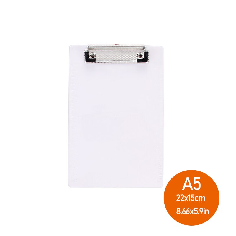 A4 PP Plastic Folder Portable Pad Portable Pen Tray Office Metting File Pocket School folders A5 cilp file: A5 Transparent